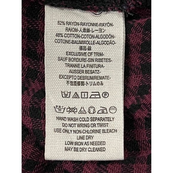 Free People Wine Plaid Button-Down Shirt Fray Long Sleeve Large L NWT New - Picture 9 of 9